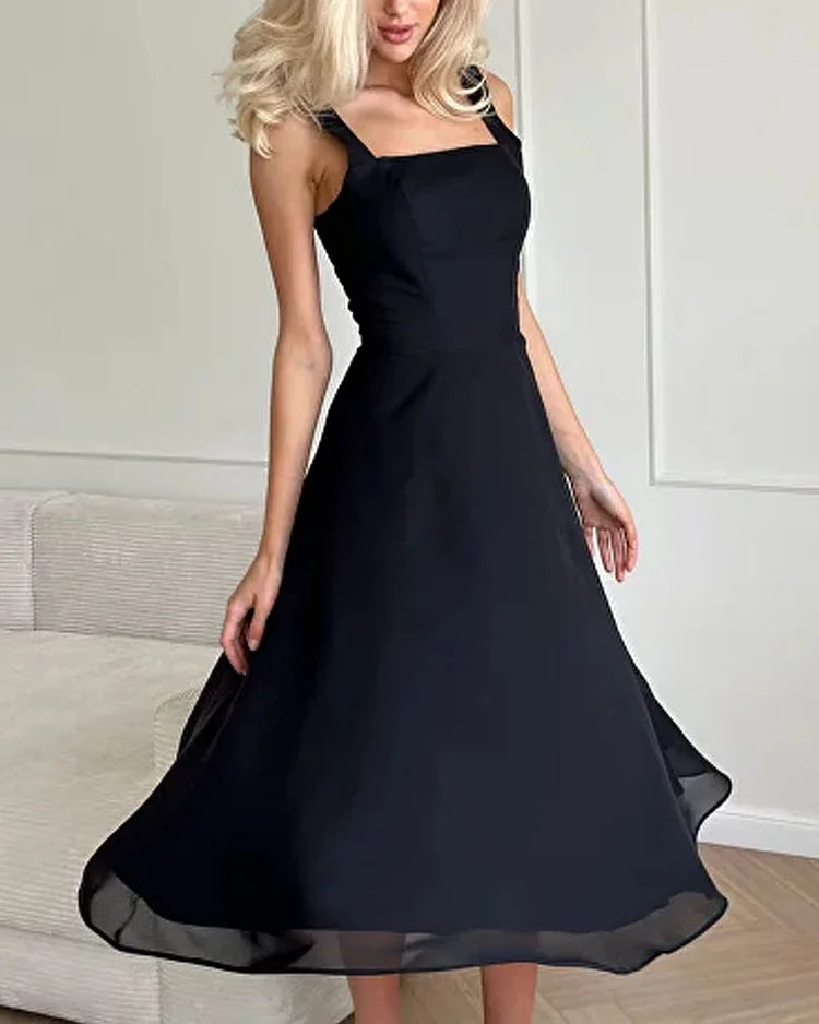 Women’s Elegant Square Neck Midi Dress