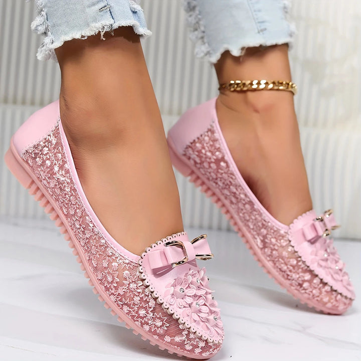Women’s Lace Ballet Flats with Decorative Bow