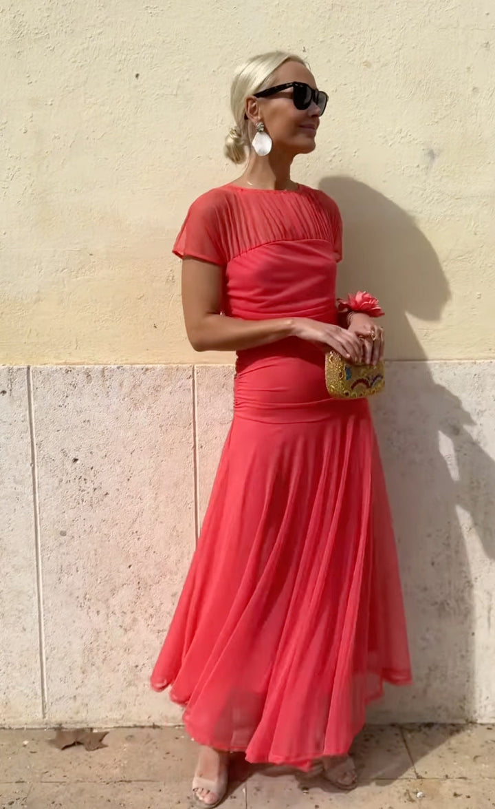 Lauren | Chiffon Dress with Round Neckline for Women