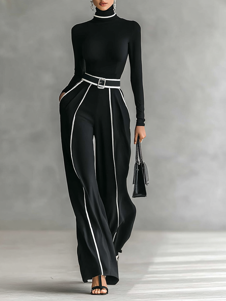 Women's Pants | Wide High-Waisted Pants with a Belt