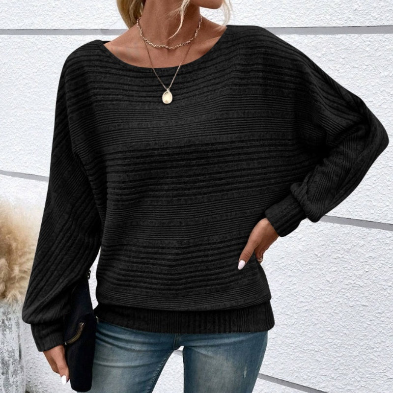 Yarisa | Striped Long Sleeve Shirt with Round Neck