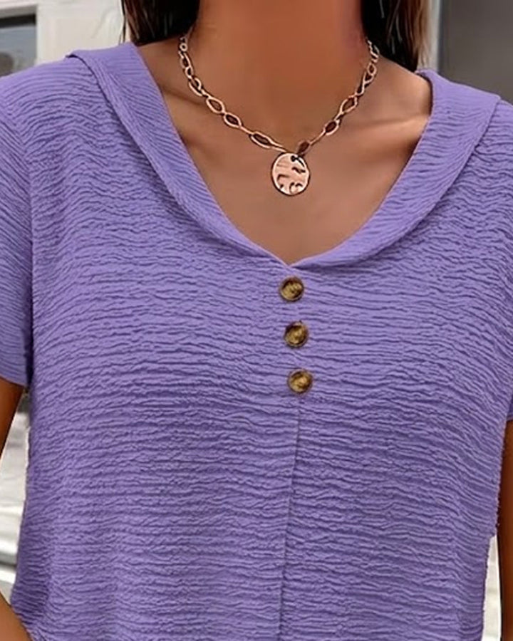 T-shirt Peter Pan Collar Three Buttons