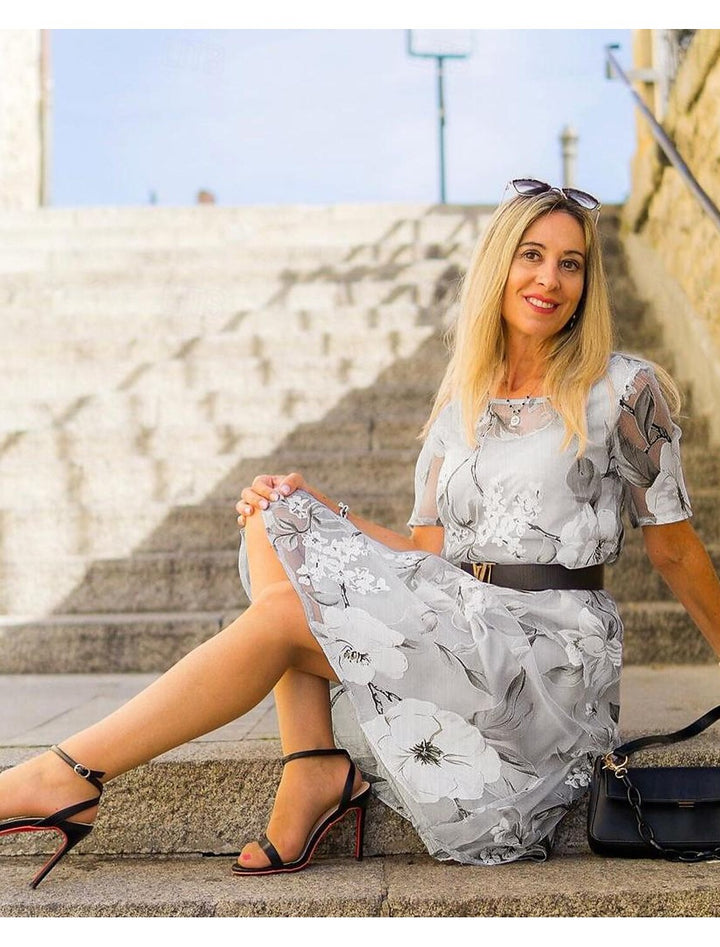 Kali | Elegant Midi Dress with Round Neckline