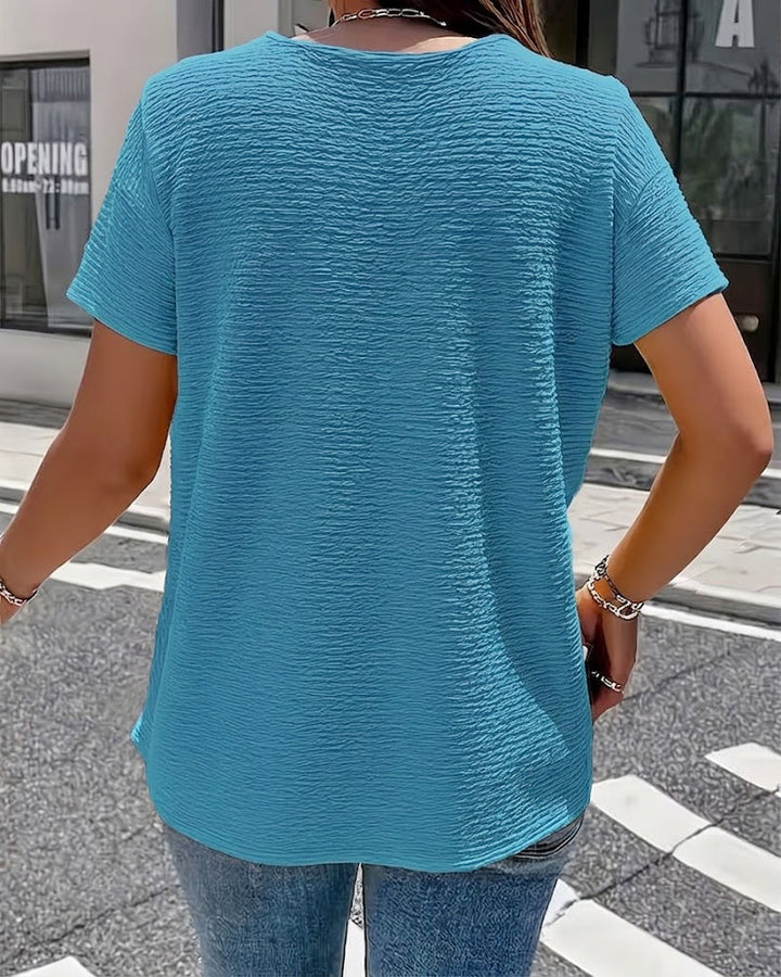T-shirt Peter Pan Collar Three Buttons