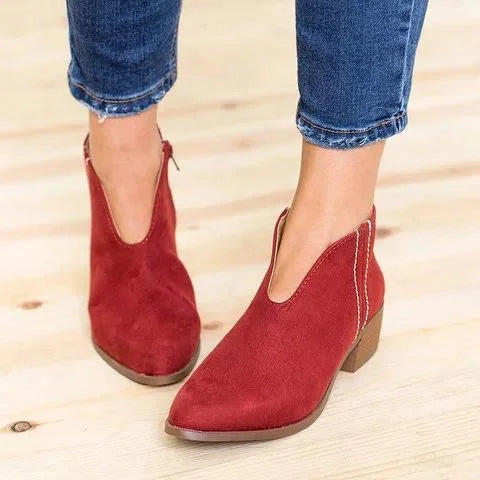 Aimera | Feminine Block Heel Shoes with Modern V-Neck