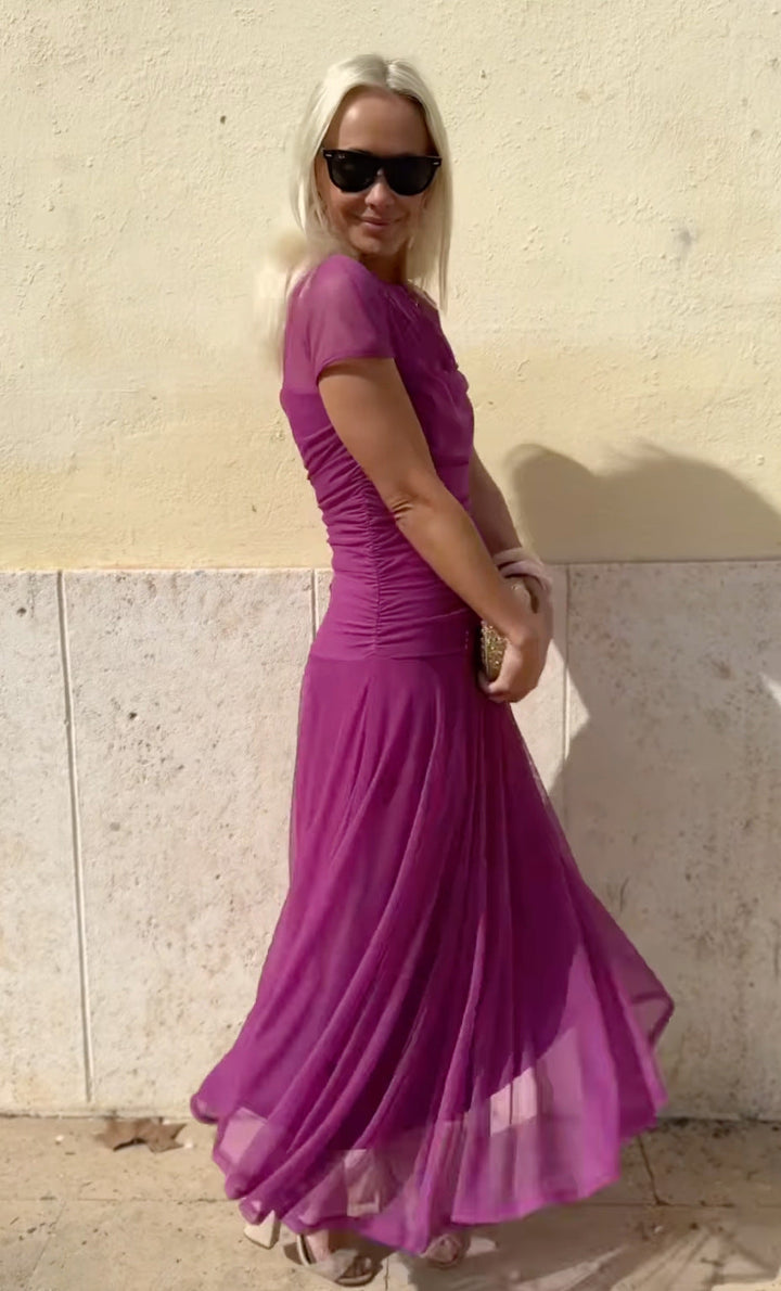 Lauren | Chiffon Dress with Round Neckline for Women