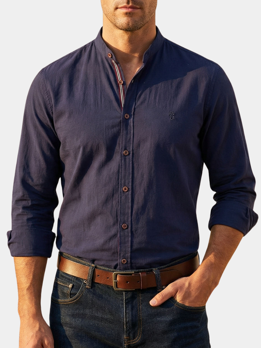 LAURENT MONACO | ELEGANT MAO COLLAR SHIRT FOR MEN
