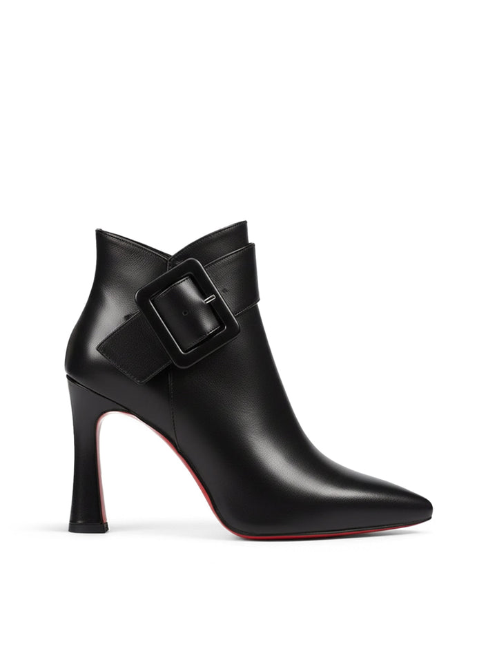 Women's Heeled Ankle Boots with Decorative Buckle