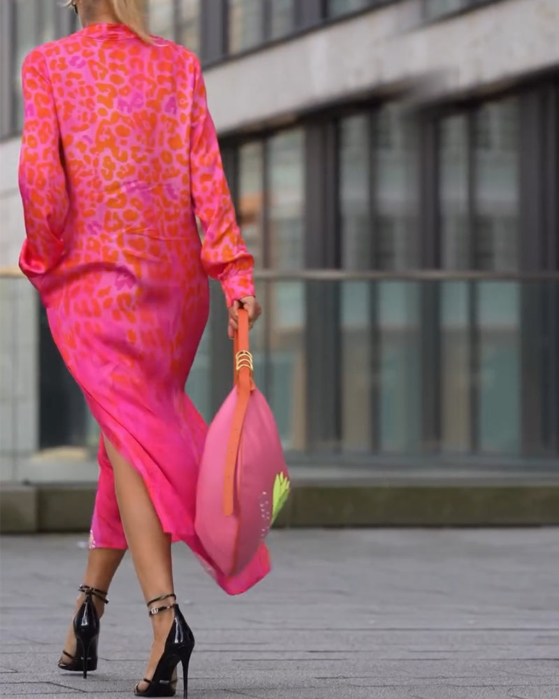 Keyla | Fashionable Dress with Leopard Print and Slit