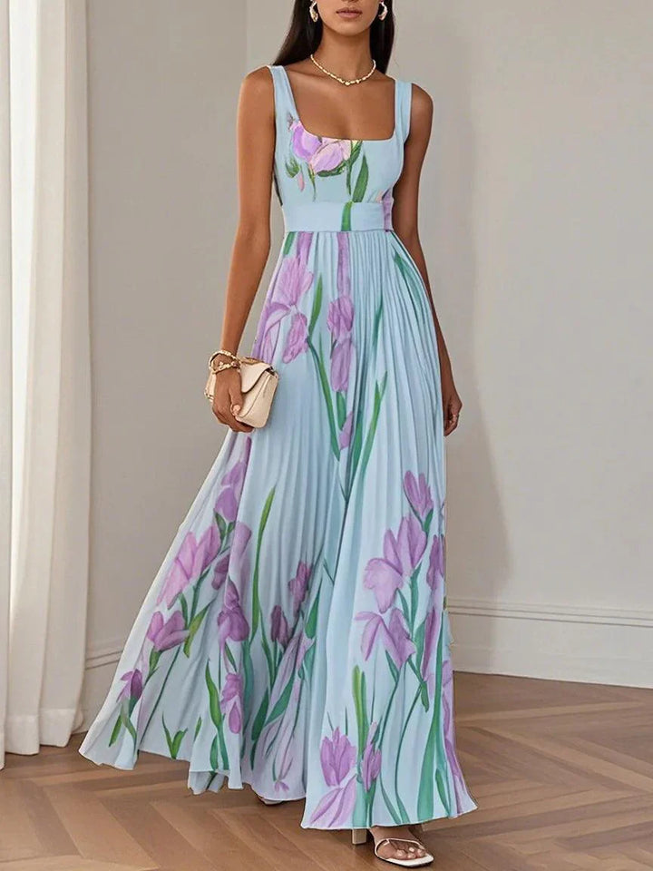 Wilma | Pleated Maxi Dress with Floral Pattern