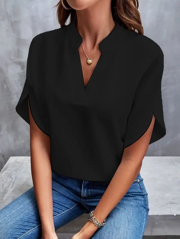 Women’s Elegant V-Neck Blouse with Flowing Sleeves