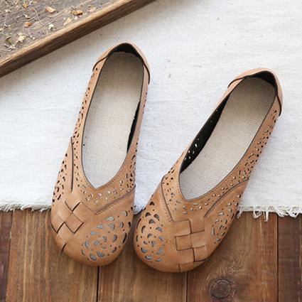 Women’s Perforated Flat Shoes with Slip-On Design