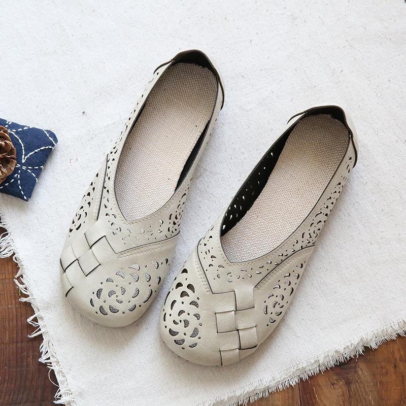 Women’s Perforated Flat Shoes with Slip-On Design