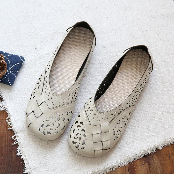 Women’s Perforated Flat Shoes with Slip-On Design