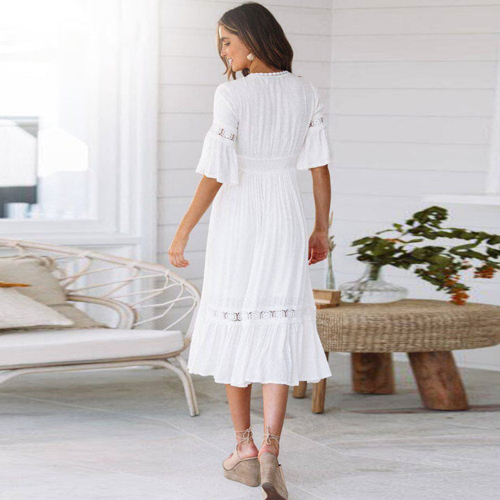 Women’s Boho Lace Trim Midi Dress