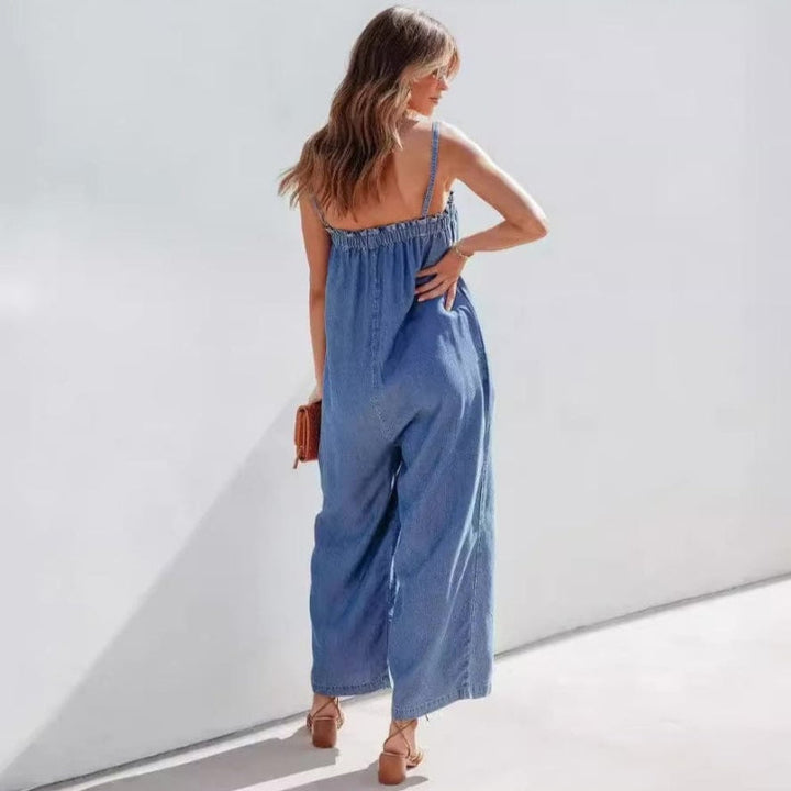 Boho Oversized Wide Leg Denim Jumpsuit