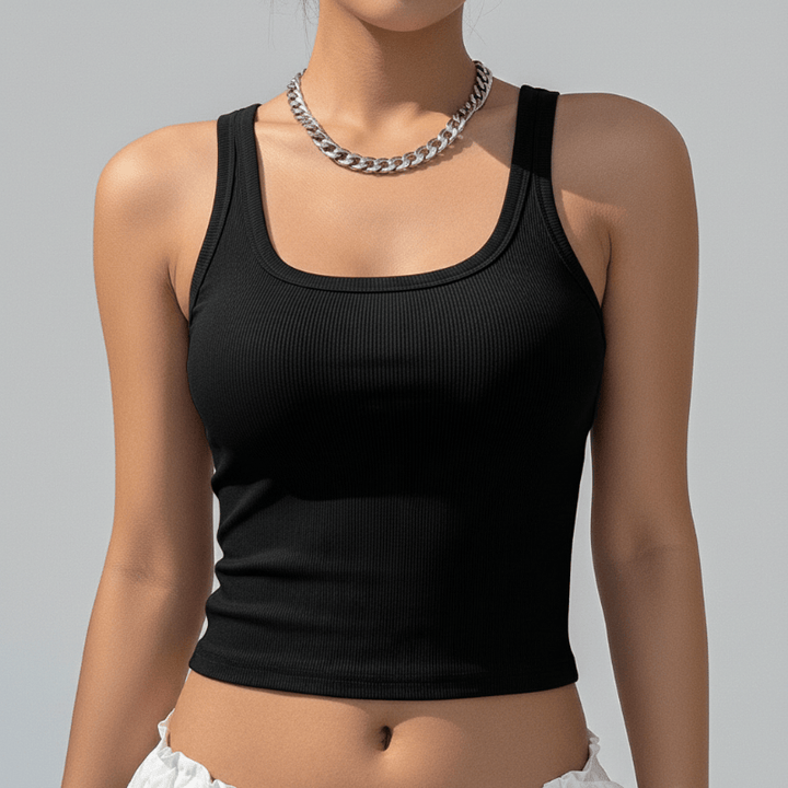 Square Neck Ribbed Crop Tank