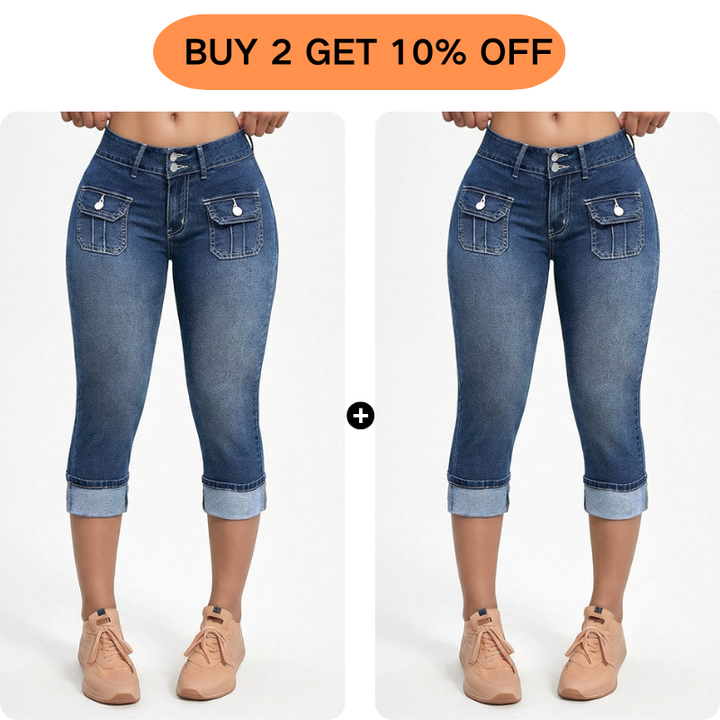 Women's Slim Fit Stretch Denim Capri Pants