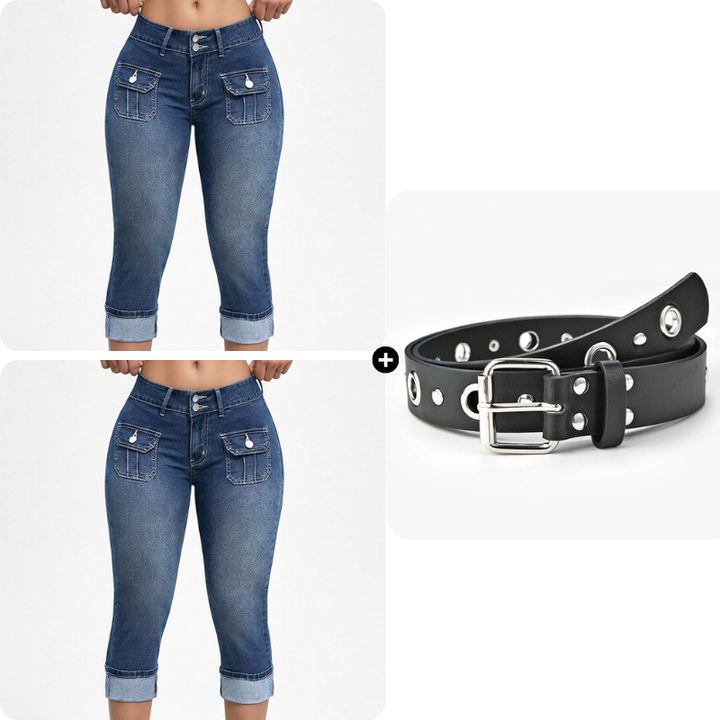 Women's Slim Fit Stretch Denim Capri Pants