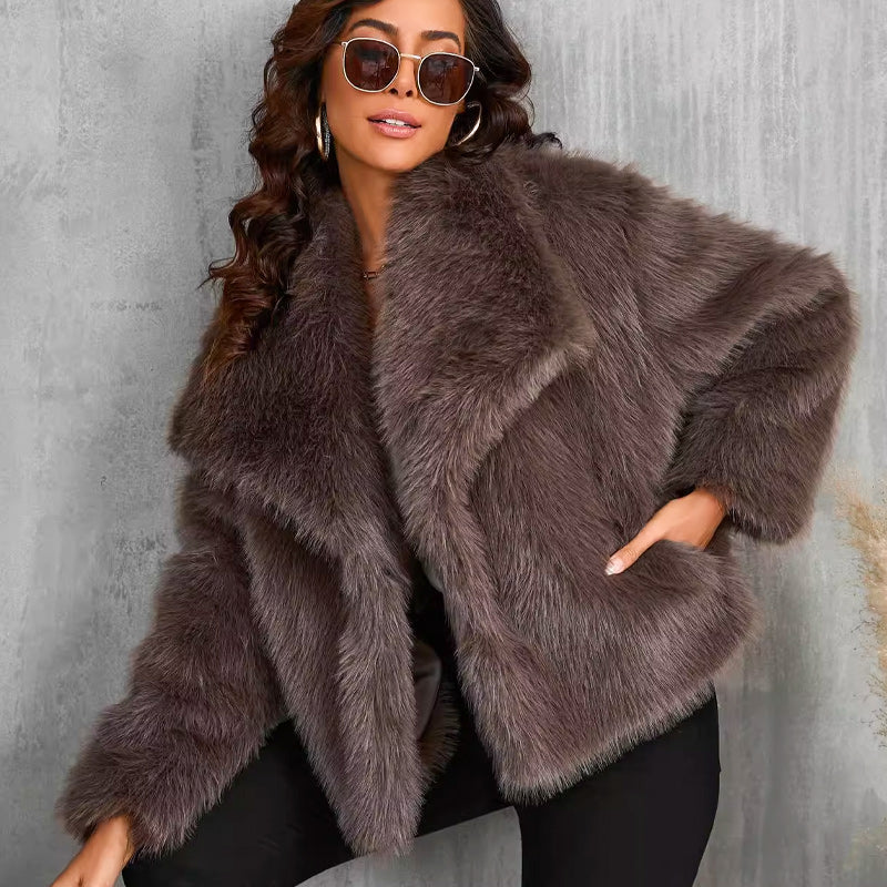 Women's Jacket | Short Fur Jacket with Collar