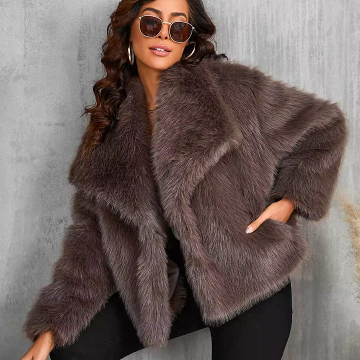 Women's Jacket | Short Fur Jacket with Collar