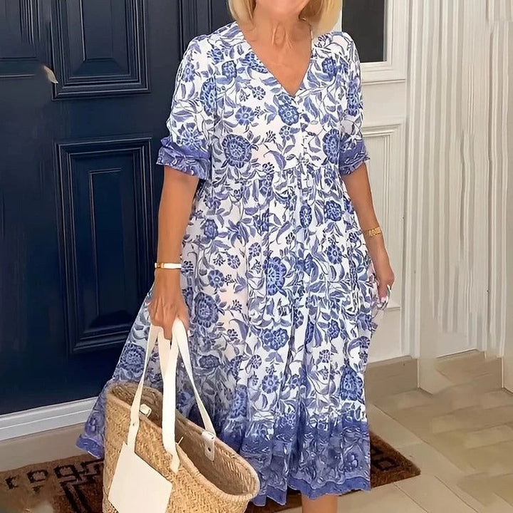 Meredith™ | Boho Style Dress with V-Neck