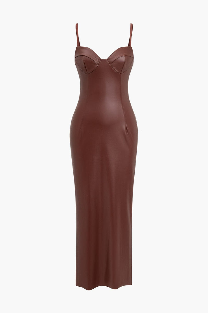 Sophia | Seductive Leather Maxi Dress – Sexy & Elegant