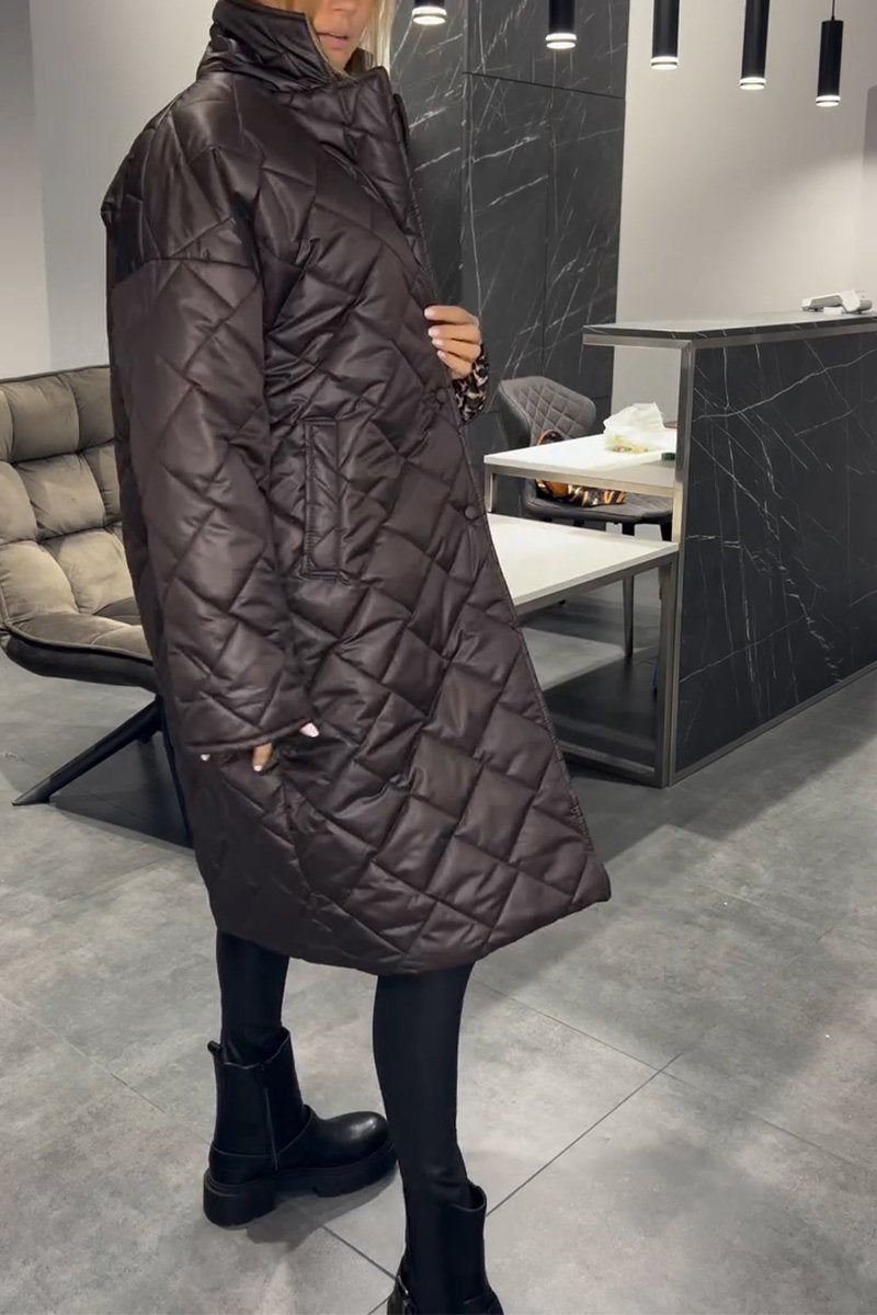 Women's coat | quilted long with snap fasteners