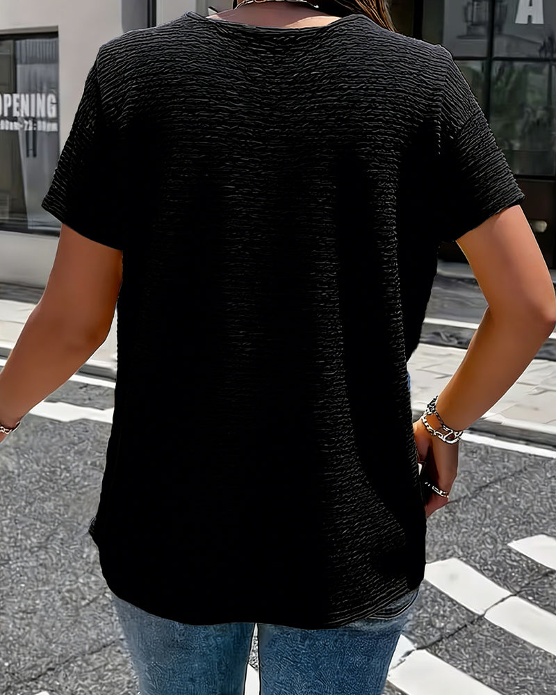T-shirt Peter Pan Collar Three Buttons