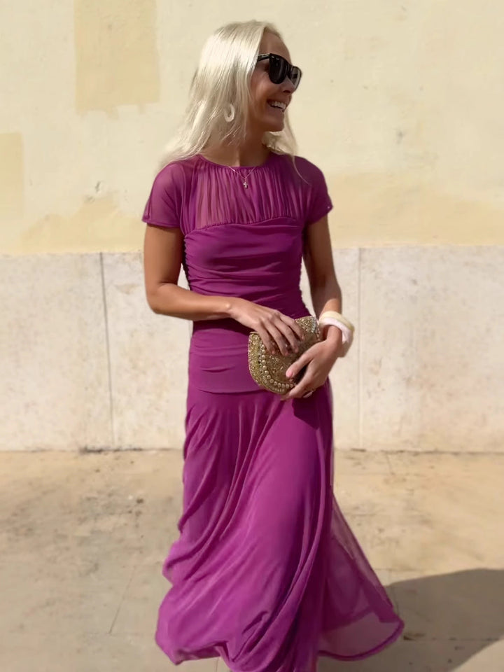 Lauren | Chiffon Dress with Round Neckline for Women