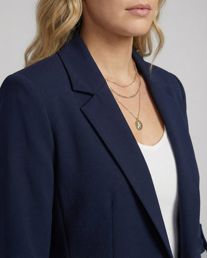 Women’s Casual Tailored Blazer with Rolled Sleeves