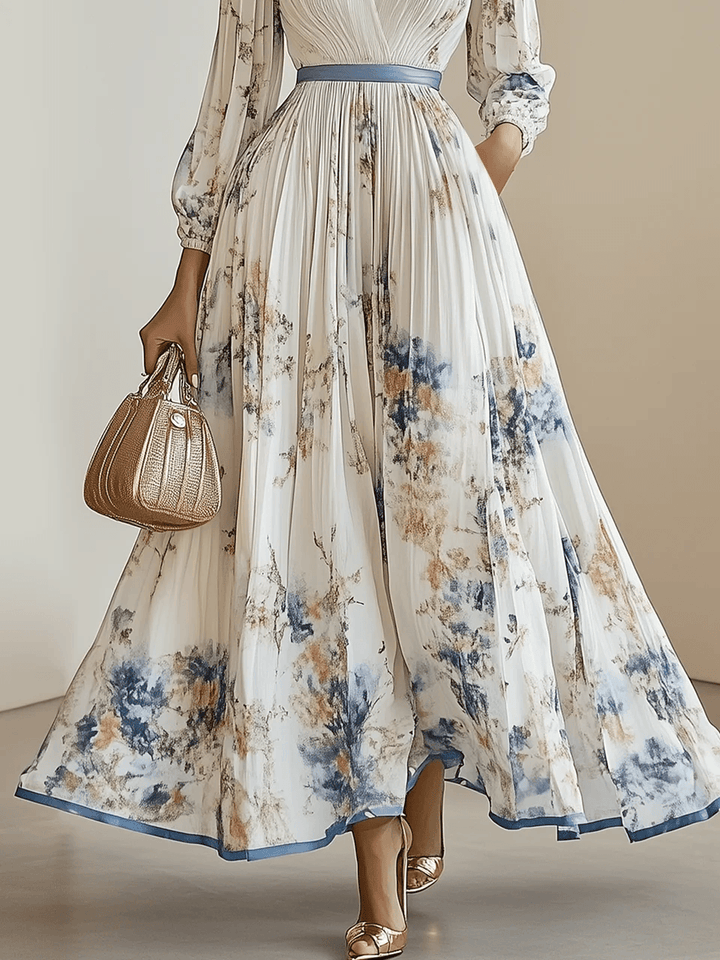Amalia | White Floral Balloon Sleeve Maxi Dress