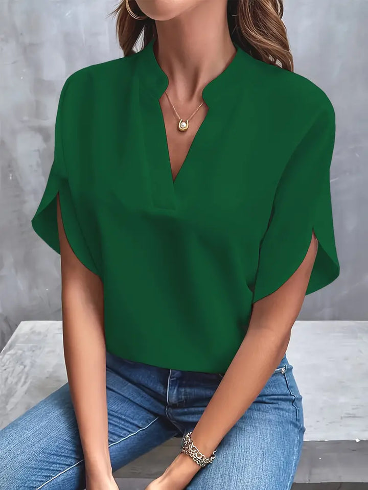 Women’s Elegant V-Neck Blouse with Flowing Sleeves