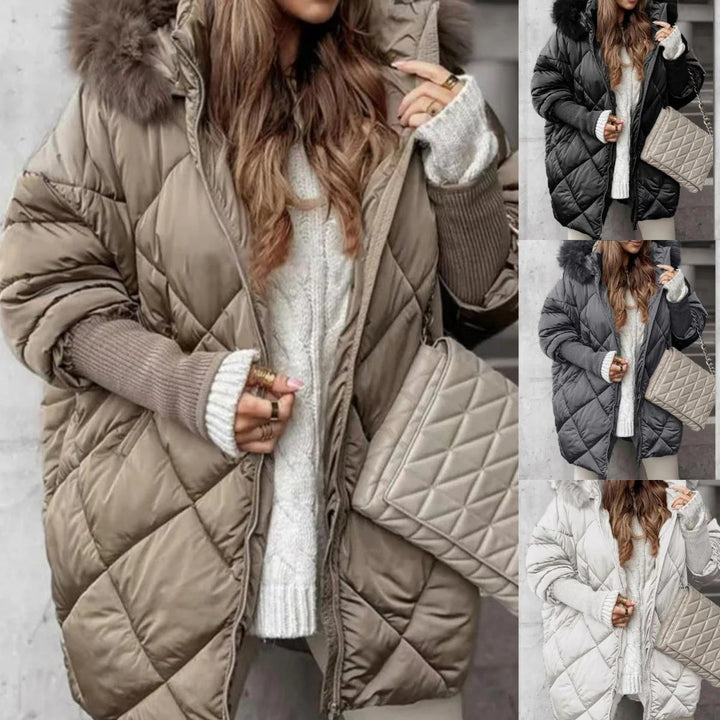 Women's Mid-Length Parka – Knitted Sleeves for Autumn and Winter, Comfortable Fit for Cold Days