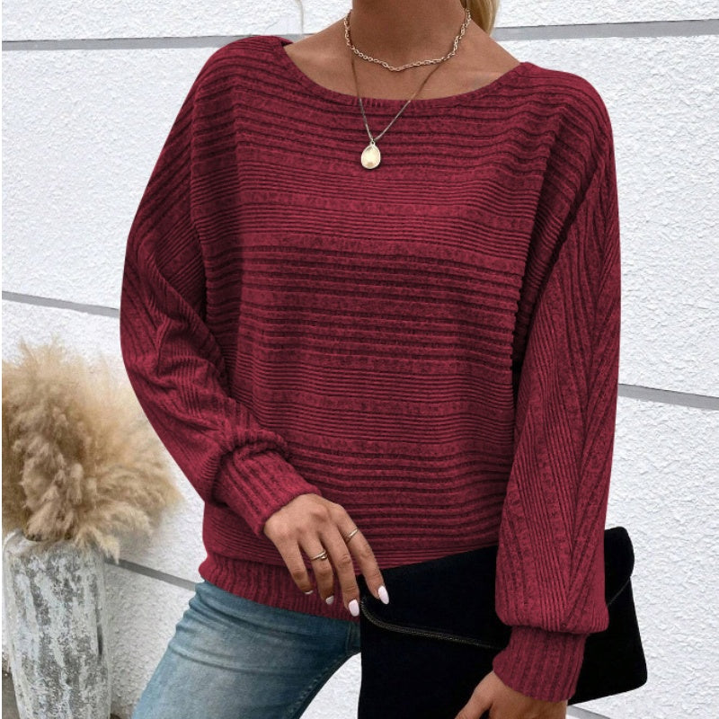 Yarisa | Striped Long Sleeve Shirt with Round Neck