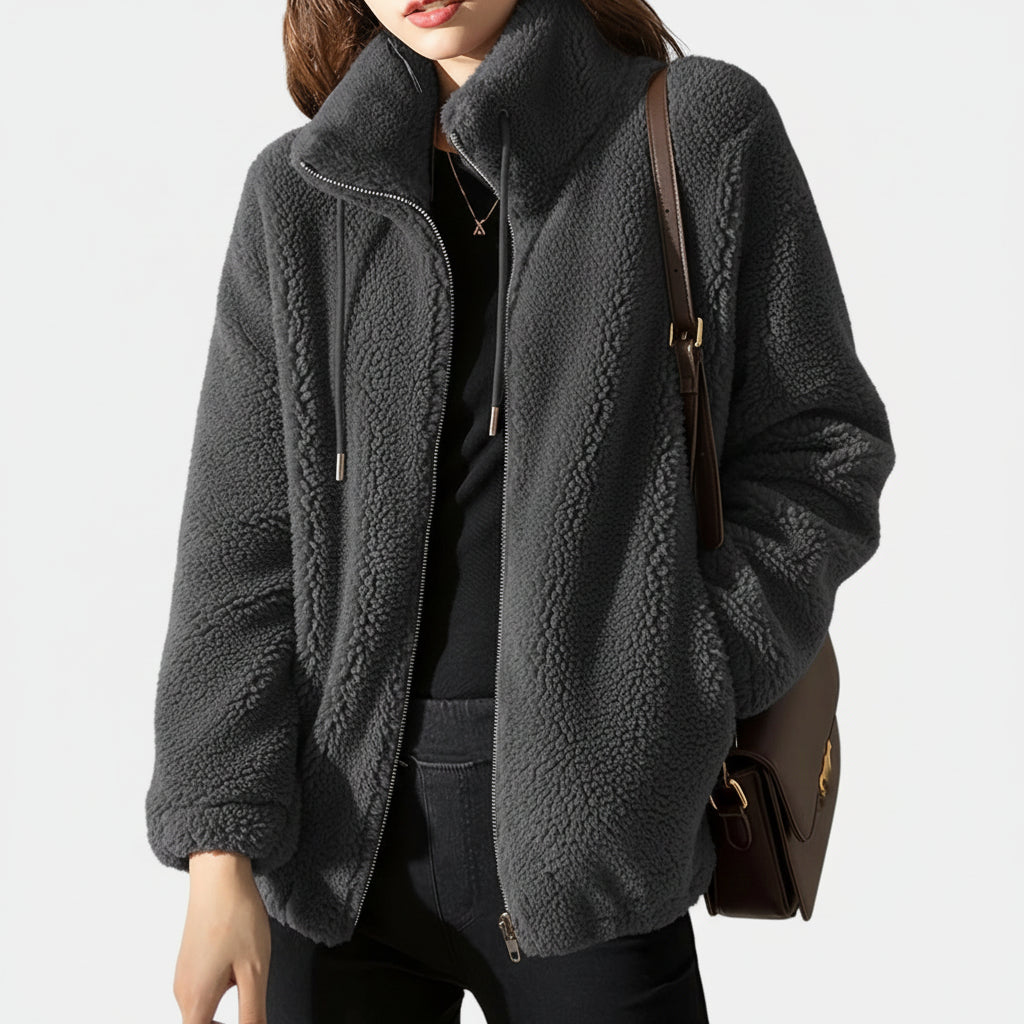 Women's jacket with soft finish and high collar
