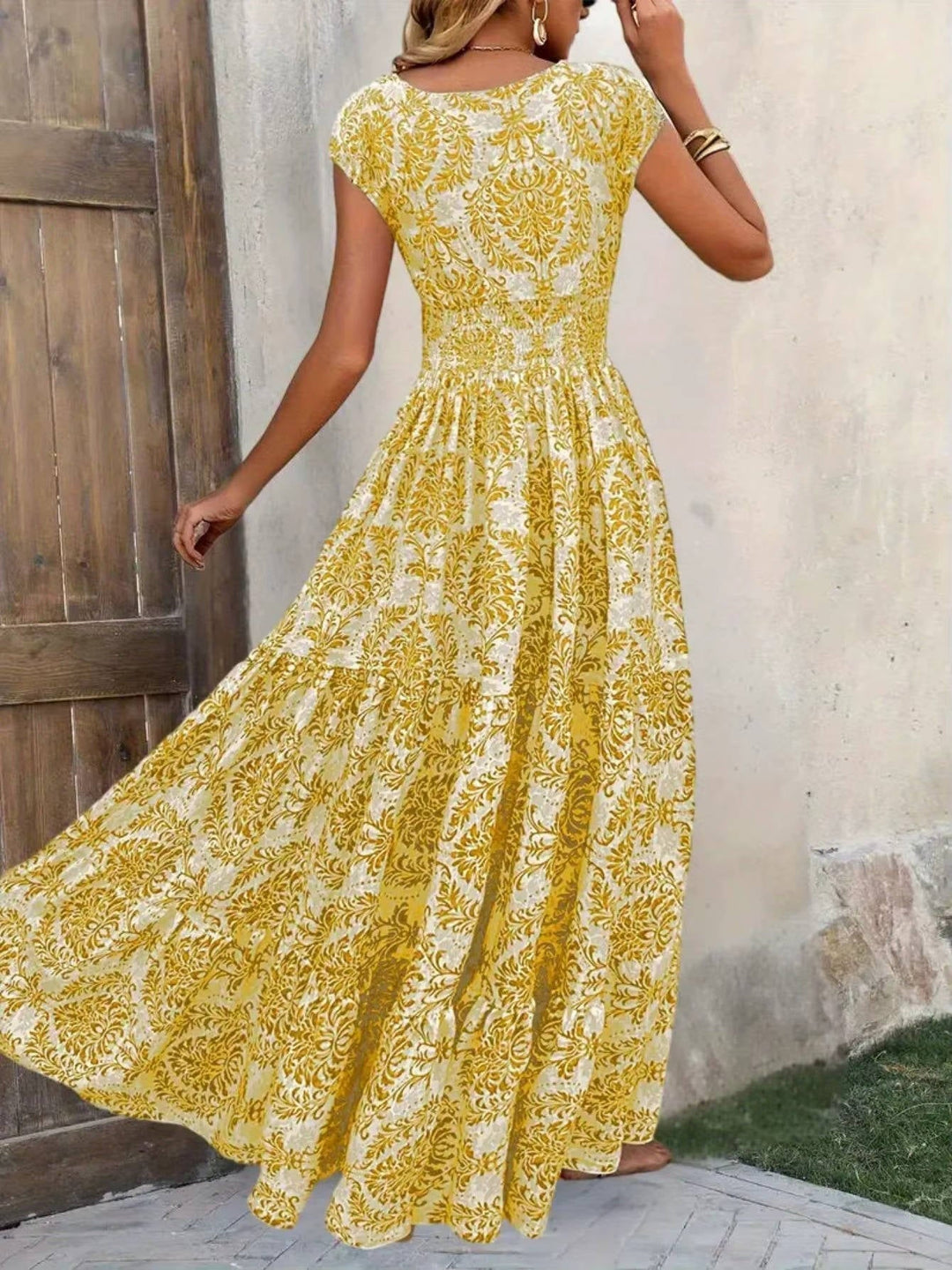 Isabella | Women's Boho Patterned Sleeveless V Neck Maxi Dress