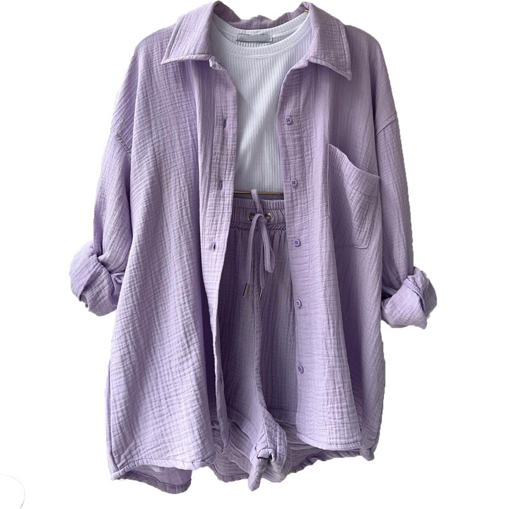 Women's complete set: shirt and shorts with a loose fit