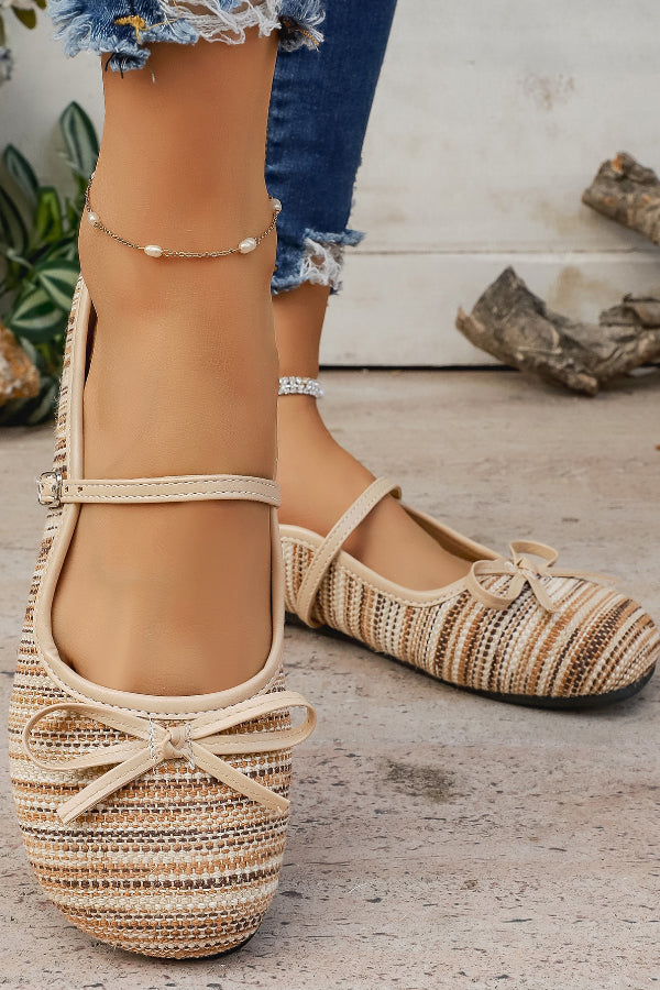 Elegant Bow-embellished Chunky Heeled Mary Jane Shoes
