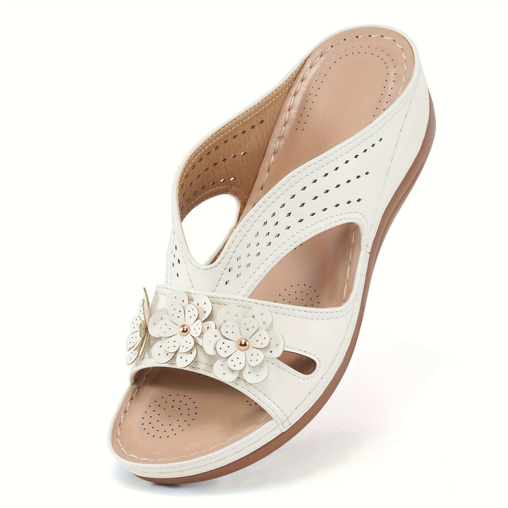 Avila | Airy Summer Shoes with Floral Decor and Wedge Heel