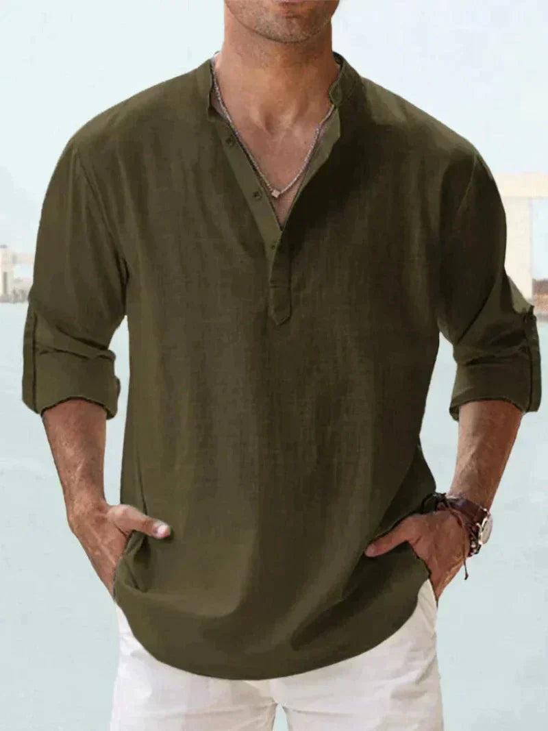 Men’s Henley Long Sleeve Casual Shirt