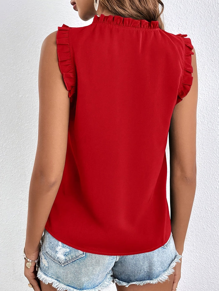 Women’s Ruffle Neck Sleeveless Blouse