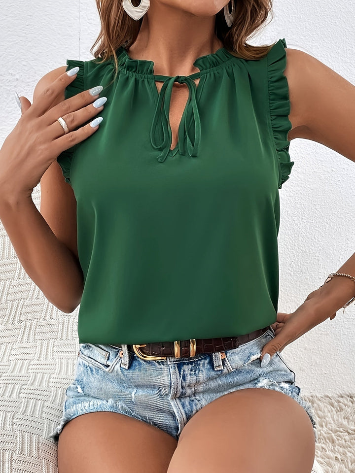 Women’s Ruffle Neck Sleeveless Blouse