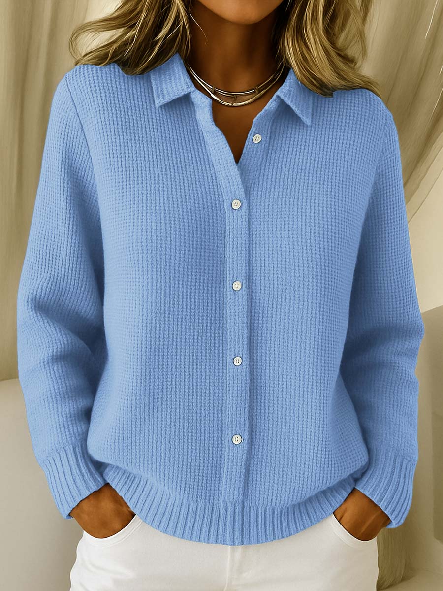 Women’s Button-Up Knit Shirt with Long Sleeves