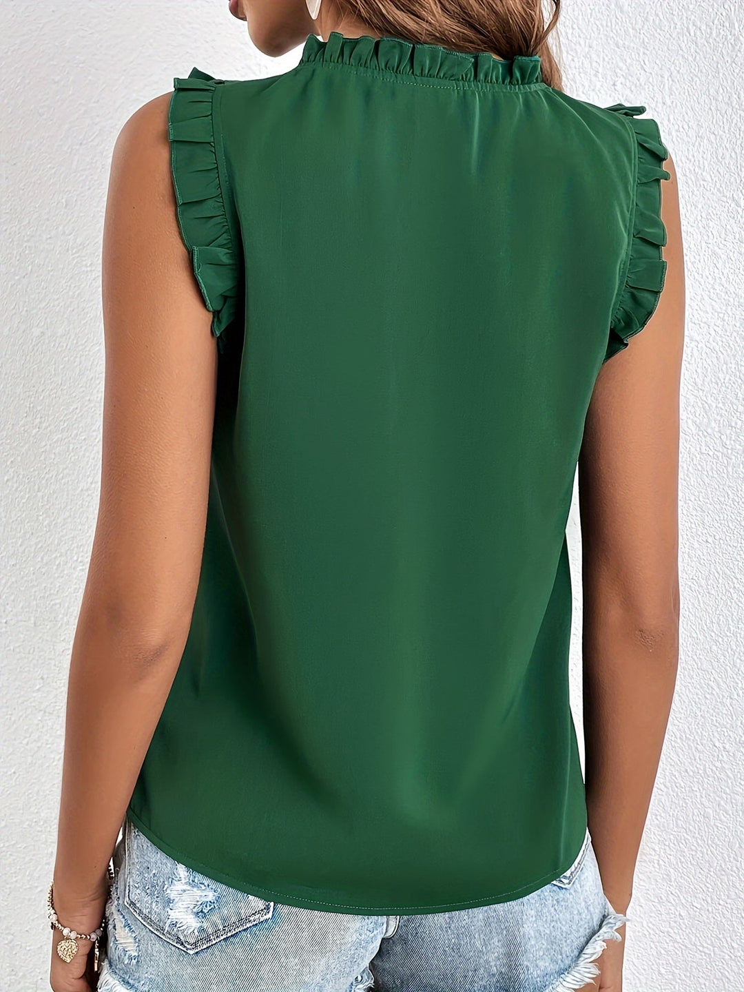 Women’s Ruffle Neck Sleeveless Blouse