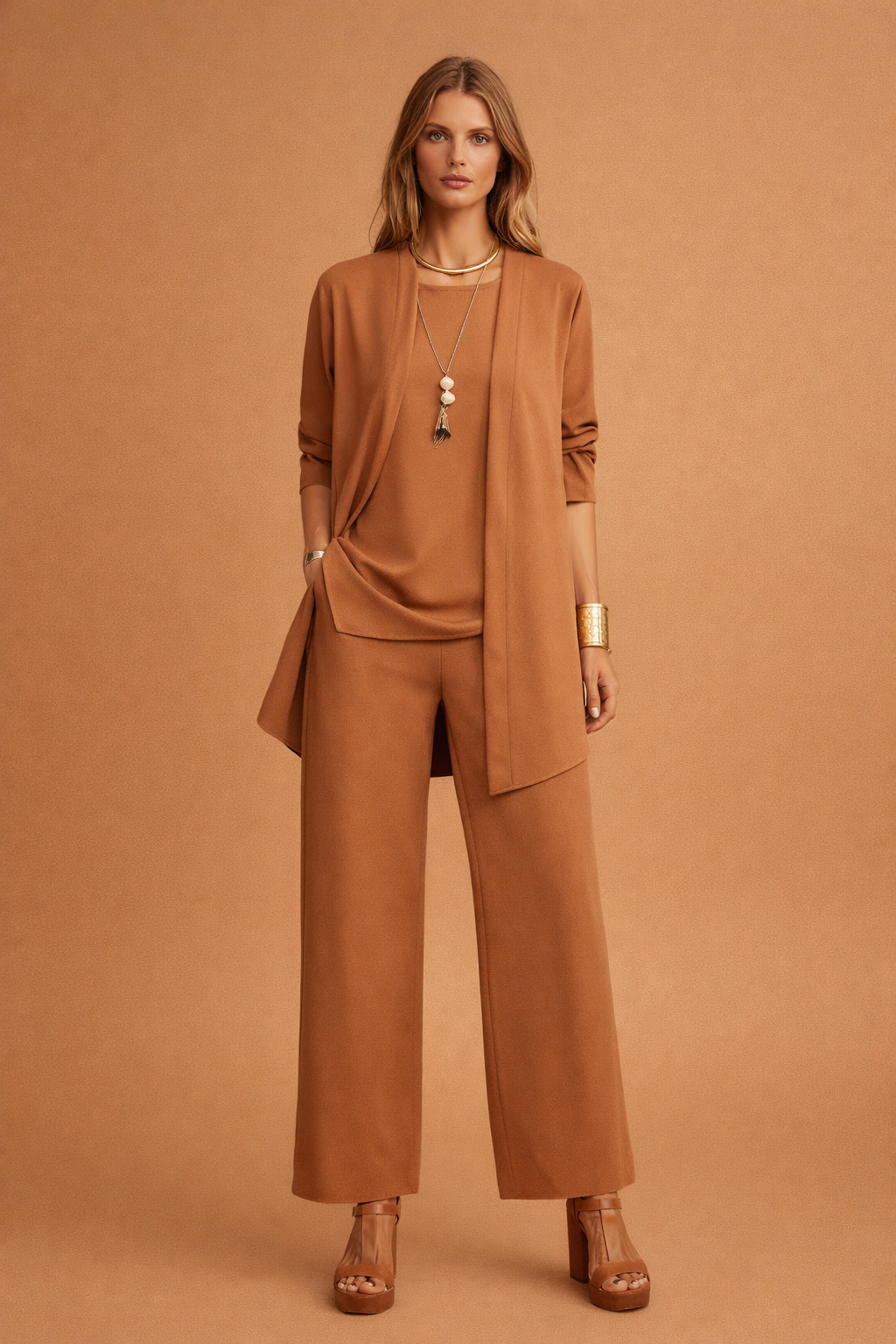 Elegant women's set | with wide trousers and a cardigan