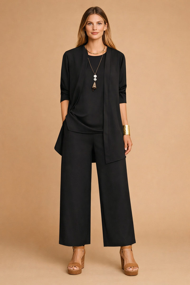 Elegant women's set | with wide trousers and a cardigan