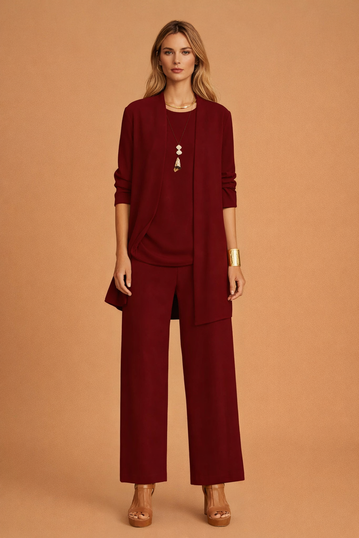 Elegant women's set | with wide trousers and a cardigan