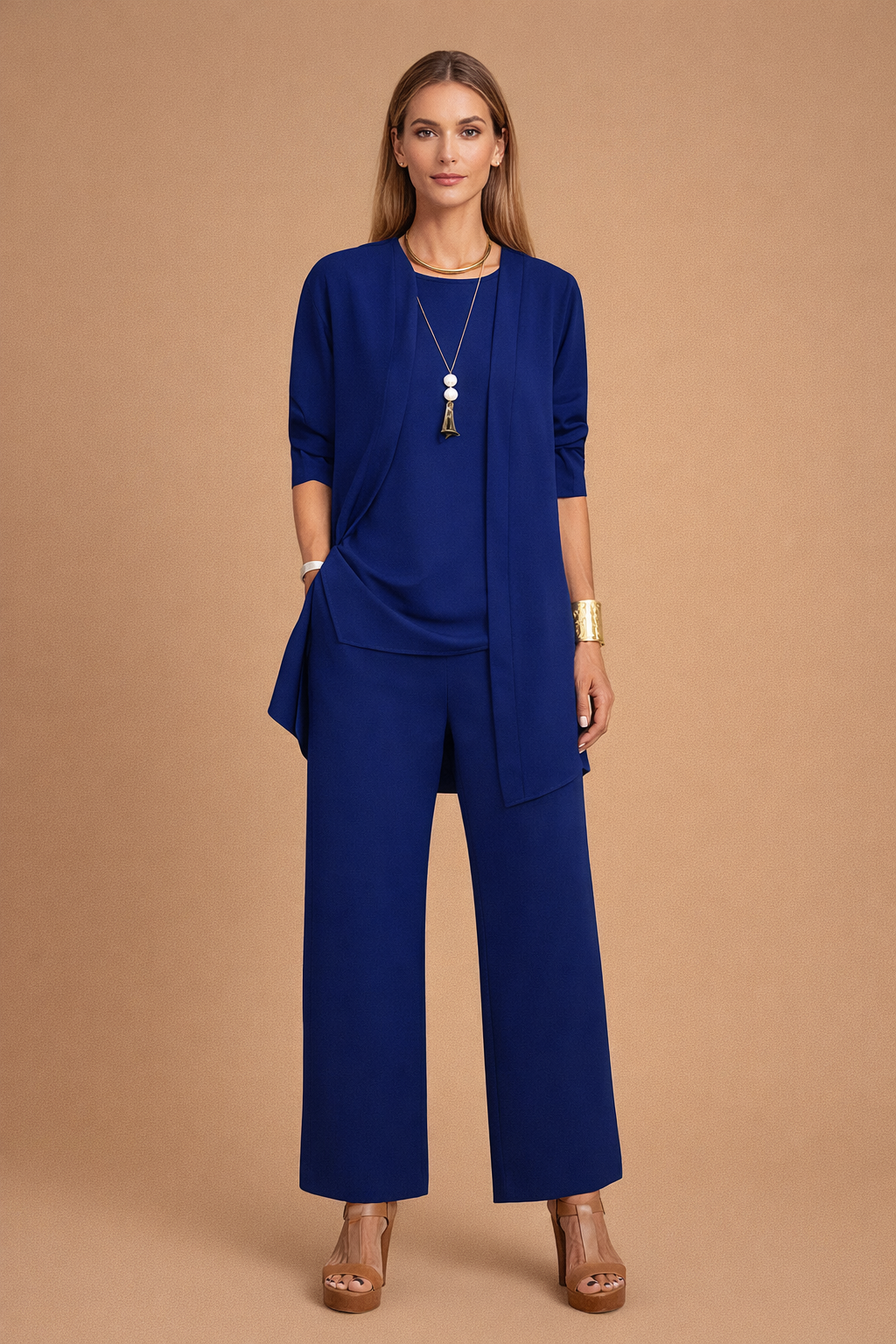 Elegant women's set | with wide trousers and a cardigan