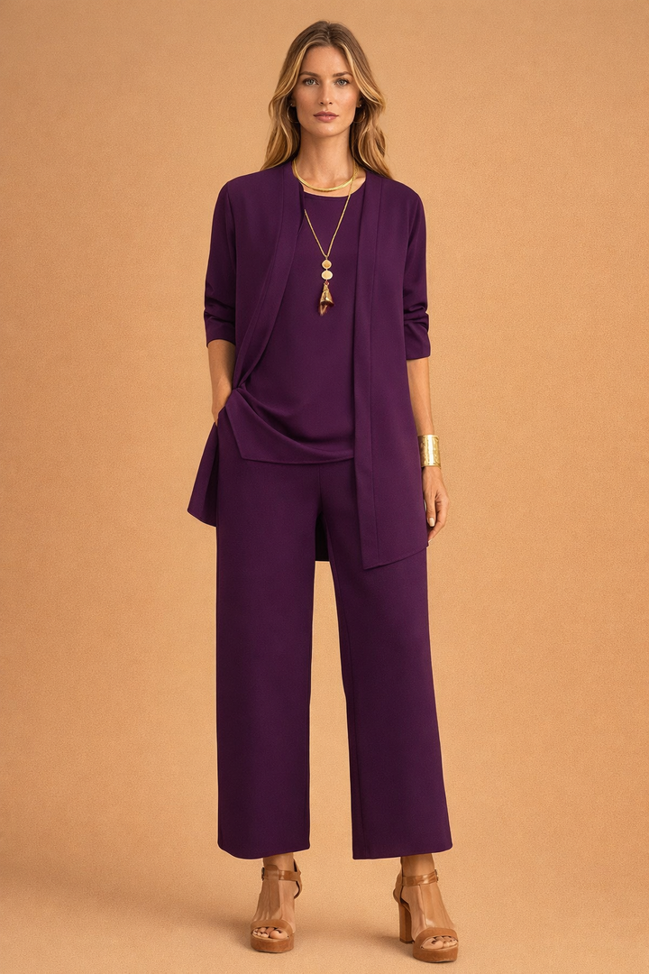 Elegant women's set | with wide trousers and a cardigan